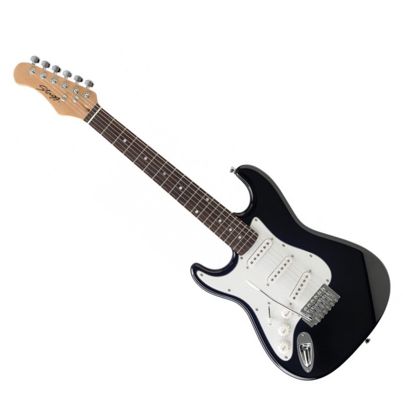 Stagg S300 3/4 LH BK linkshandige elektrische "S" gitaar - driekwart model in de kleur zwart.