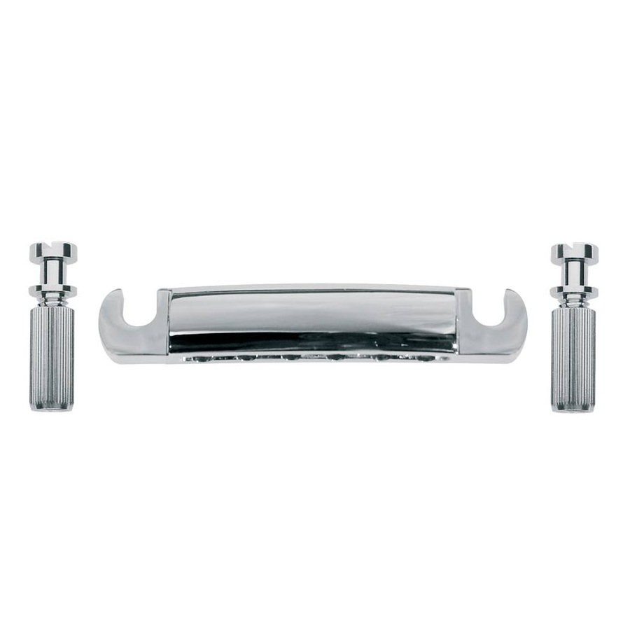 Boston T-70-C chroom staartstuk (tailpiece) voor een Gibson style gitaar. Inclusief bussen (studs) en ankers.
