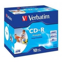 VERBATIM 43325 10 PACK JEWEL - CDR 700MB/80MIN 52X PRINTABLE