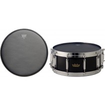 REMO ES-0814-10 - DRUMVEL 14" EBONY SUEDE AMBASSADOR BLACK DOT