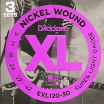 D'ADDARIO EXL120 3 PACK - SNAREN 009-042 NICKELWOUND