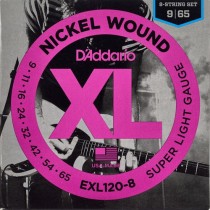 D'ADDARIO EXL120-8 ELECTRIC - SNAREN 009-065 8-STRING NICKELWOUND