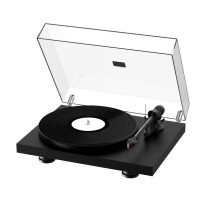 PRO-JECT DEBUT CARBON EVO SATIN BLACK - PLATENSPELER ZIJDEGLANS ZWART + 2M RED ELEMENT