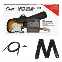 SQUIER STRATOCASTER PACK BSB BROWN SUNBURST - GITAAR ELEKTRISCH + FRONTMAN 10G + ACCESSOIRES