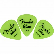 FENDER GLOW IN THE DARK PICKS 12-PACK - PLECTRUM GROEN 4X THIN 4X MEDIUM 4X HEAVY