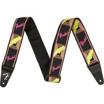 FENDER NEON MONOGRAMMED STRAP YELLOW/PINK - GITAARBAND GEEL / ROZE