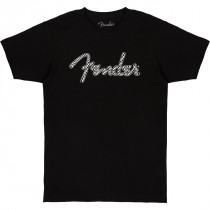 FENDER TEE 9192411406 MEDIUM - T-SHIRT BLACK SPAGHETTI WAVY CHECKER LOGO M