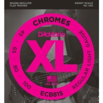 D'ADDARIO ECB81S SHORT SCALE CHROMES - SNAREN BAS 045-100 FLATWOUND