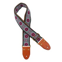 GAUCHO GST-1280-8 AUTHENTIC DELUXE SERIES BLACK/BURGUNDY/TURQ - GITAARRIEM 2" JACQUARD GEWEVEN BRONZEN GESP SUEDE
