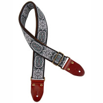 GAUCHO GST-1281-3 CLASSIC SERIES WHITE/BLUE - GITAARRIEM 2" JACQUARD GEWEVEN BRONZEN GESP SUEDE