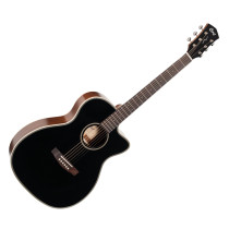 CORT ESSENCE OC4 BTSG BLACK TOP SEMI GLOSS - GITAAR WESTERN FOLK ZWART + EQ CA