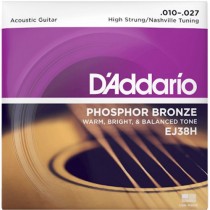 D'ADDARIO EJ38H HIGH STRUNG NASHVILLE TUNING - SNAREN 010-027 PHOSPHOR BRONZE