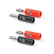 NEDIS CAGB26900VA 4-PACK - BANAANSTEKKER MALE 2X ZWART 2X ROOD