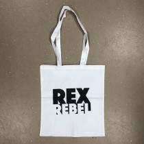 TOTEBAG REX REBEL - DRAAGTAS KATOEN WIT MET ZWARTE OPDRUK