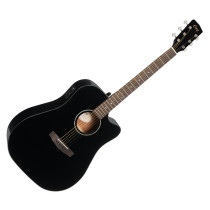 CORT EARTH 60CE BK SOLID TOP - GITAAR WESTERN DREADNOUGHT HOOGGLANS ZWART + EQ CA