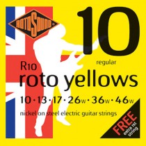 ROTOSOUND ROTO YELLOWS 10 NICKEL WOUND - SNAREN ELEKTRISCH 010 - 046 + 010