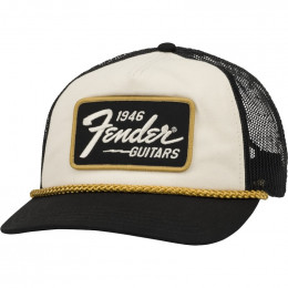 FENDER STRETSCH CAP 1946 GOLD BRAID - PET BASEBALL HAT CREAM / BLACK ONE SIZE