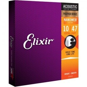 ELIXIR 16002 NANOWEB EXTRA LIGHT - SNAREN 010-047 PHOSPHOR BRONZE