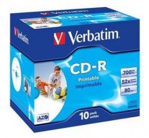 VERBATIM 43325 10 PACK JEWEL - CDR 700MB/80MIN 52X PRINTABLE