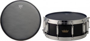 REMO ES-0814-10 - DRUMVEL 14" EBONY SUEDE AMBASSADOR BLACK DOT