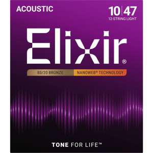 ELIXIR 11152 NANOWEB LIGHT 12-STRING - SNAREN 010-047 BRONZE
