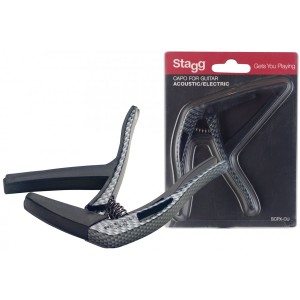 STAGG SCPX-CU CARBON CURVED TRIGGER CAPO - CAPODASTER STEEL STRING GEBOGEN KUNSTSTOF