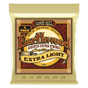 ERNIE BALL 3006 EARTHWOOD EXTRA LIGHT 3-PACK - SNAREN 010-050 BRONZE WOUND 80/20