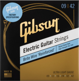 GIBSON SEG-BWR9 BRITE WIRE ULTRA LITE - SNAREN ELEKTRISCH 009-042 NICKEL PLATED REINFORCED