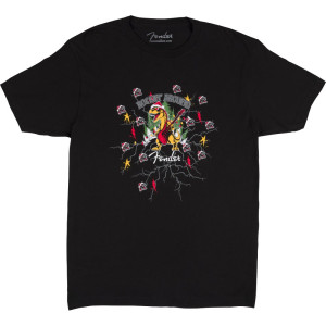 FENDER TEE UGLY CHRISTMAS 2025 SMALL - T-SHIRT ZWART "ROCKIN' AROUND" DINOSAUR GRAPHICS S