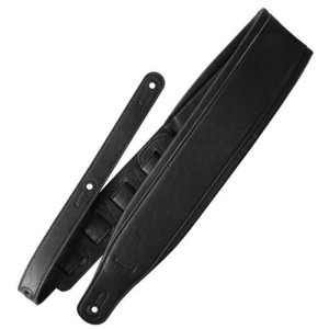 RICHTER BACKLINE GUITAR STRAP BLACK "LEATHERETTE" - GITAARRIEM 8CM SYNTHETISCH LEDER (VEGAN) ZWART