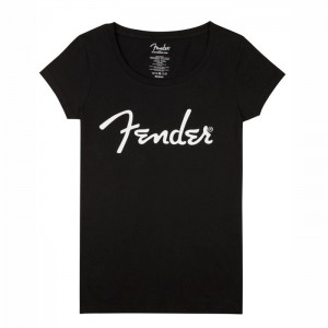 FENDER LADY TEE 9193020501 SMALL - T-SHIRT ZWART SPAGHETTI LOGO S