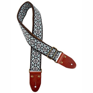 GAUCHO GST-1282-1 CLASSIC SERIES BLAUW GRIJS - GITAARRIEM 2" JACQUARD GEWEVEN BRONZEN GESP SUEDE