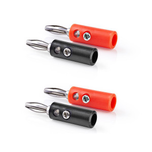 NEDIS CAGB26900VA 4-PACK - BANAANSTEKKER MALE 2X ZWART 2X ROOD