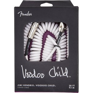 FENDER JIMI HENDRIX VOODOO CHILD CABLE WHITE - KABEL SPIRAAL KRULKABEL 9.1MTR 30FT 1X HAAKS WIT