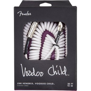 FENDER JIMI HENDRIX VOODOO CHILD CABLE WHITE - KABEL SPIRAAL KRULKABEL 9.1MTR 30FT 1X HAAKS WIT