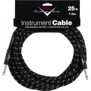 FENDER CUSTOM SHOP PERFORMANCE INSTRUMENT CABLE 099-0820-039 - KABEL JACK 6.3 BLACK TWEED 7.5 MTR