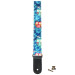 CLX STRAP KLEURMOTIEF 7 FRIS BLAUWE BLOEMEN - GITAARBAND + EINDKNOP & VETER