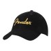 FENDER STRETCH CAP 9122421500 GOLD SPAGHETTI LOGO - PET CORDUROY BASEBALL HAT BLACK ONE SIZE