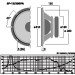 Afmetingen en diagram van de MONACOR SP-12/200PA - LUIDSPREKER 12" 200W 8 OHM